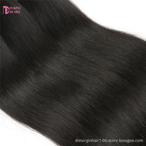 Factory Wholesale Silky Straight Hair 100% Remy Virgin Human  Brazilian Straight Virgin Hair Bundles with Closure